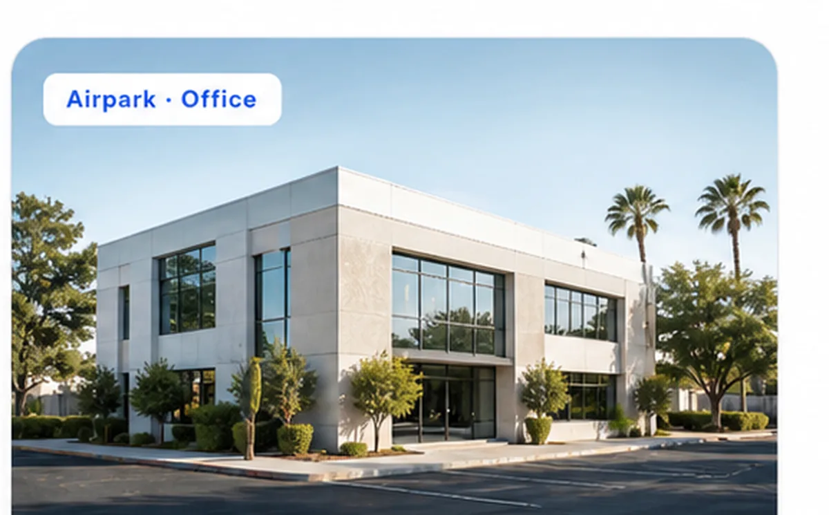 Scottsdale Airpark Class-A modern commercial office building with palms